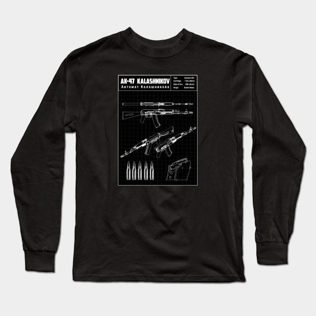 AK47 SCHEMATIC Long Sleeve T-Shirt by theanomalius_merch